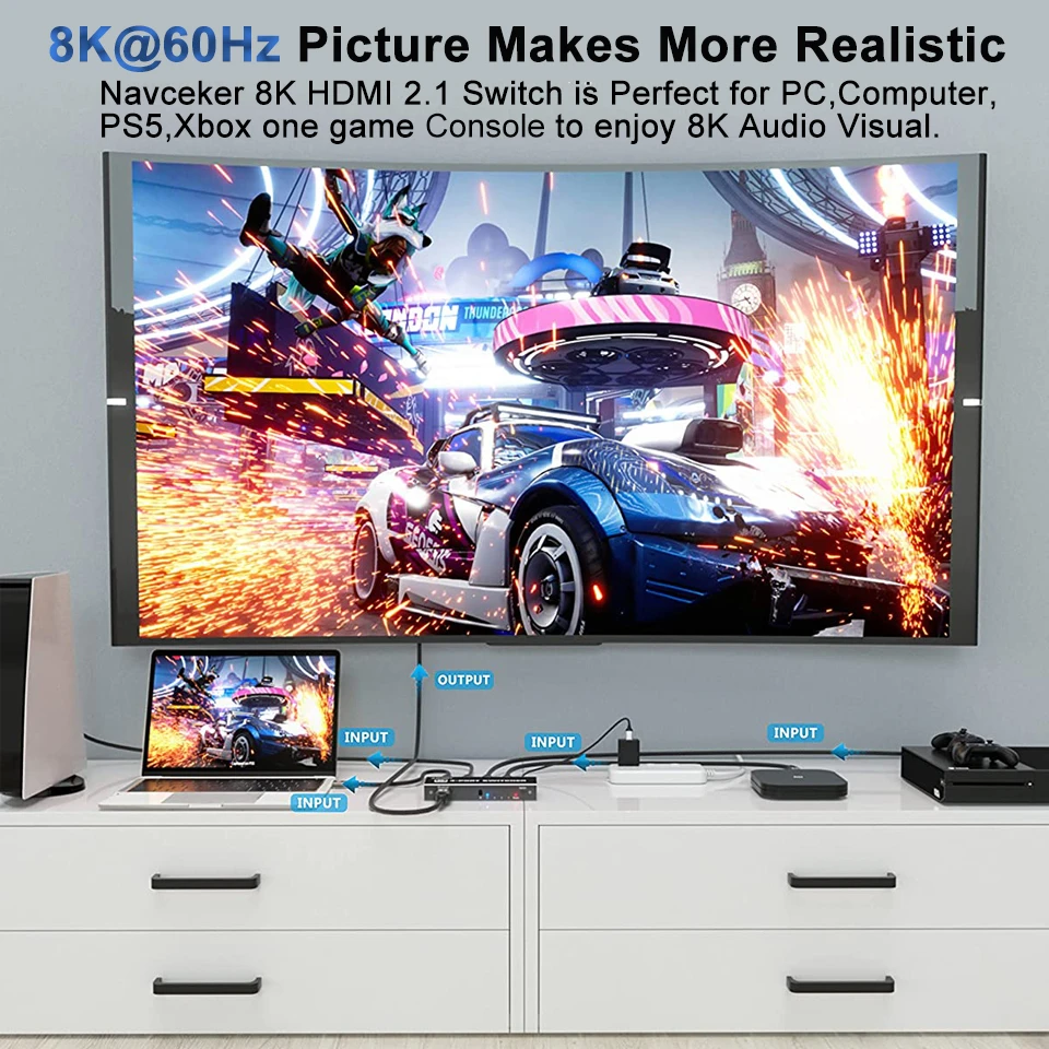 2023 Switcher HDMI 2.1-compatible 4K 120Hz 4 in 1 out 2 in 1 out 8K 60Hz Switch