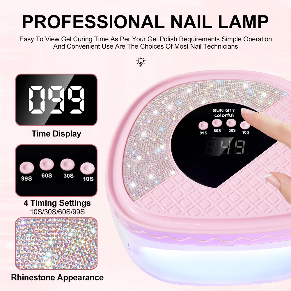 SUN G17 UV LED 네일 아트 램프 45LED 네일 드라이어 전문가용 젤 폴리쉬 건조 램프 타이머 자동 센서 네일 도구