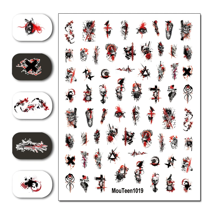 Mouteen1029 Dripping Graffiti Nail Sticker Nail Water Sticker for Art Decal