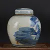 Chinese Blue and White Porcelain Jar Qing Kylin & Kid Design Pot Tea Caddy 6.3" 4