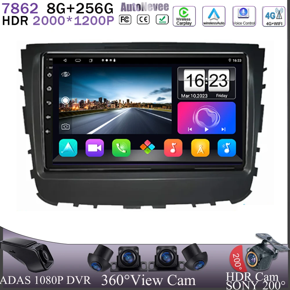 

Carplay Radio Android 13 For Ssangyong Rexton Musso 2018 2019 DVD 5G WIFI QLED GPS CPU Head Screen Multimedia CPU DSP No 2Din