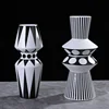 Simple Modern Black White Ceramic Vase Flower Arrangement Container Irregular Geometric Vase Living Room Countertop Decoration 4