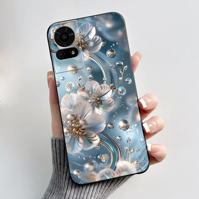 Luxury Butterfly Flowers Black Shockproof Soft Silicone Bumper Phone Case