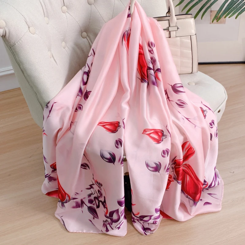 

2022 New Design Brand Summer Silk Scarf Women Oil Painting Print Spring Warm Lrage Scarves Hijabs Lady Pashmina Foulard Bandana