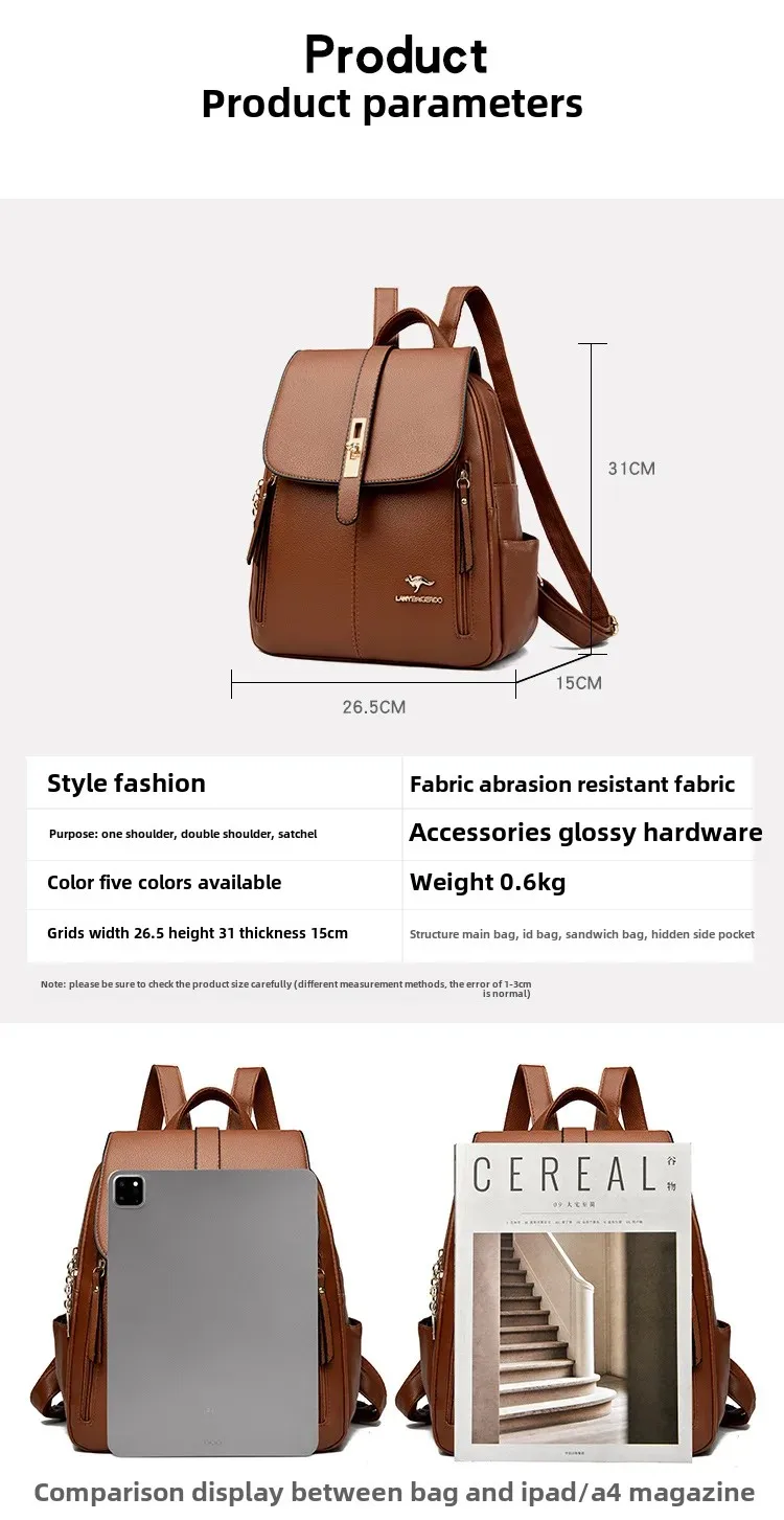 Soft Leather Shoulder Bag Spacious Interior