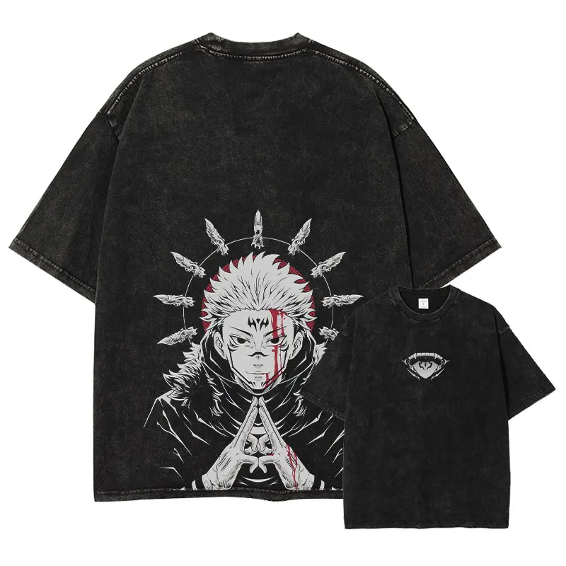 Vintage Washed Jujutsu Kaisen Oversized Anime T-Shirt