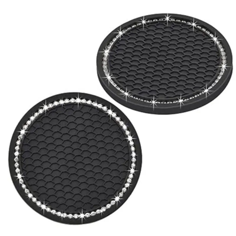 

2PCS Non-slip Car Water Cup Pad With Diamond Decoration For Bottler Coaster Anti-skid Cup Holders