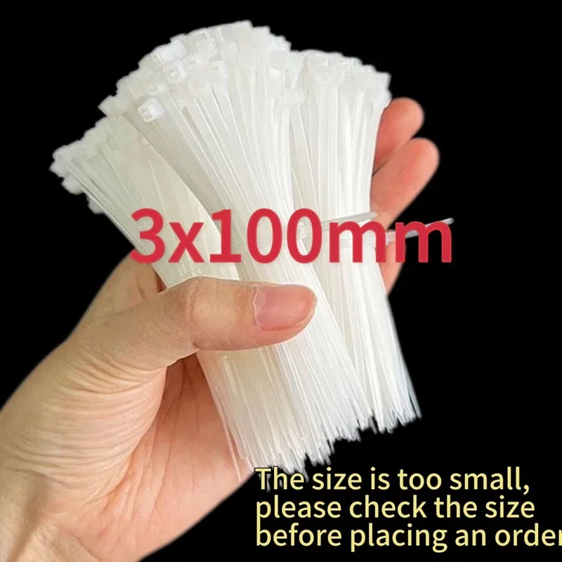 Description Picture 2 of item500/100Pcs Plastic Nylon Cable Ties Self-locking Cord Ties Straps Adjustable Cables Fastening Loop Home Office Wire Zip Ties