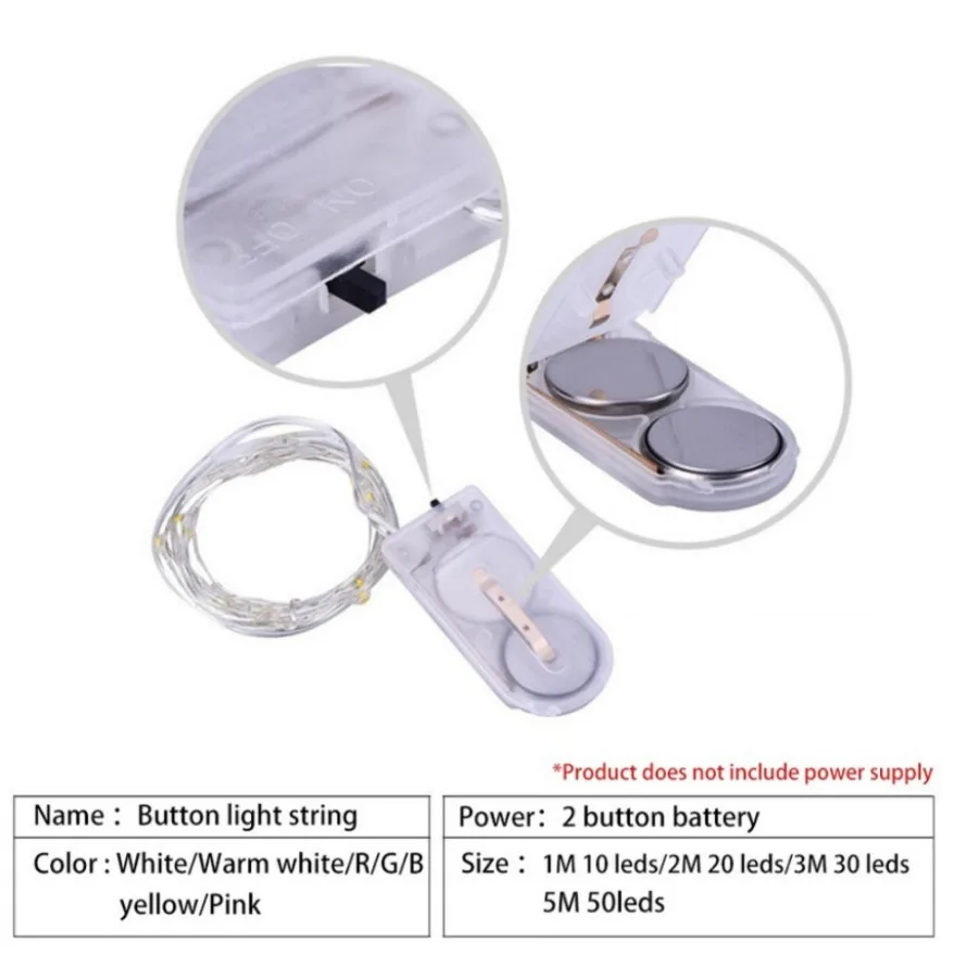 1M 2M 3M 5M Fairy Lights LED Copper Wire String Lights Outdoor Garland Wedding Light for Home Christmas Garden Holiday Decoration