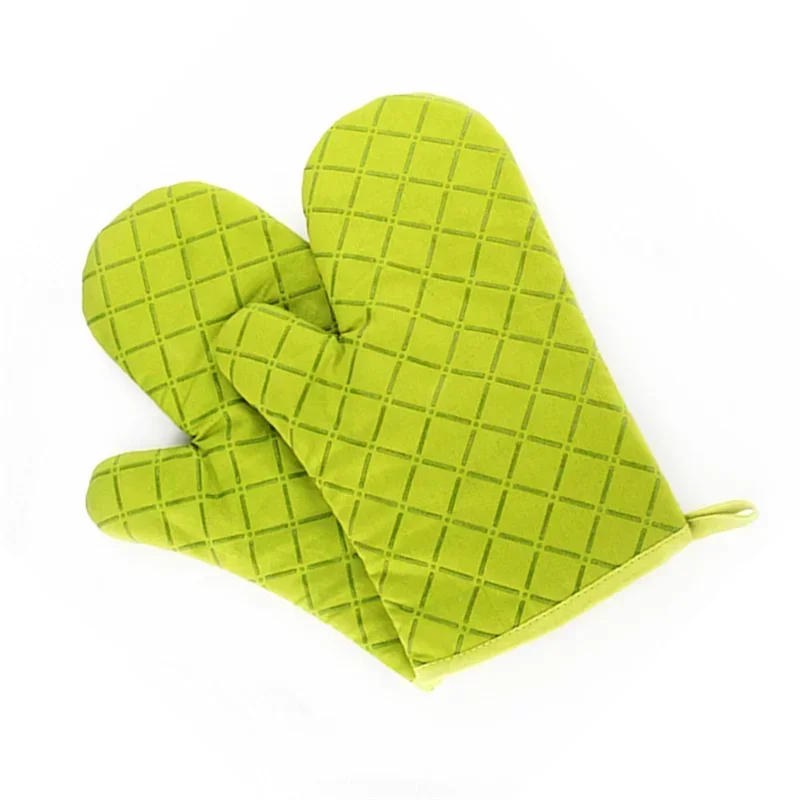 Kitchen Oven Mitts With Non-Slip Silicone Printed Cotton Glove 1 Pair of Heat Resistant Cooking Baking Grilling Tools 2 pcs