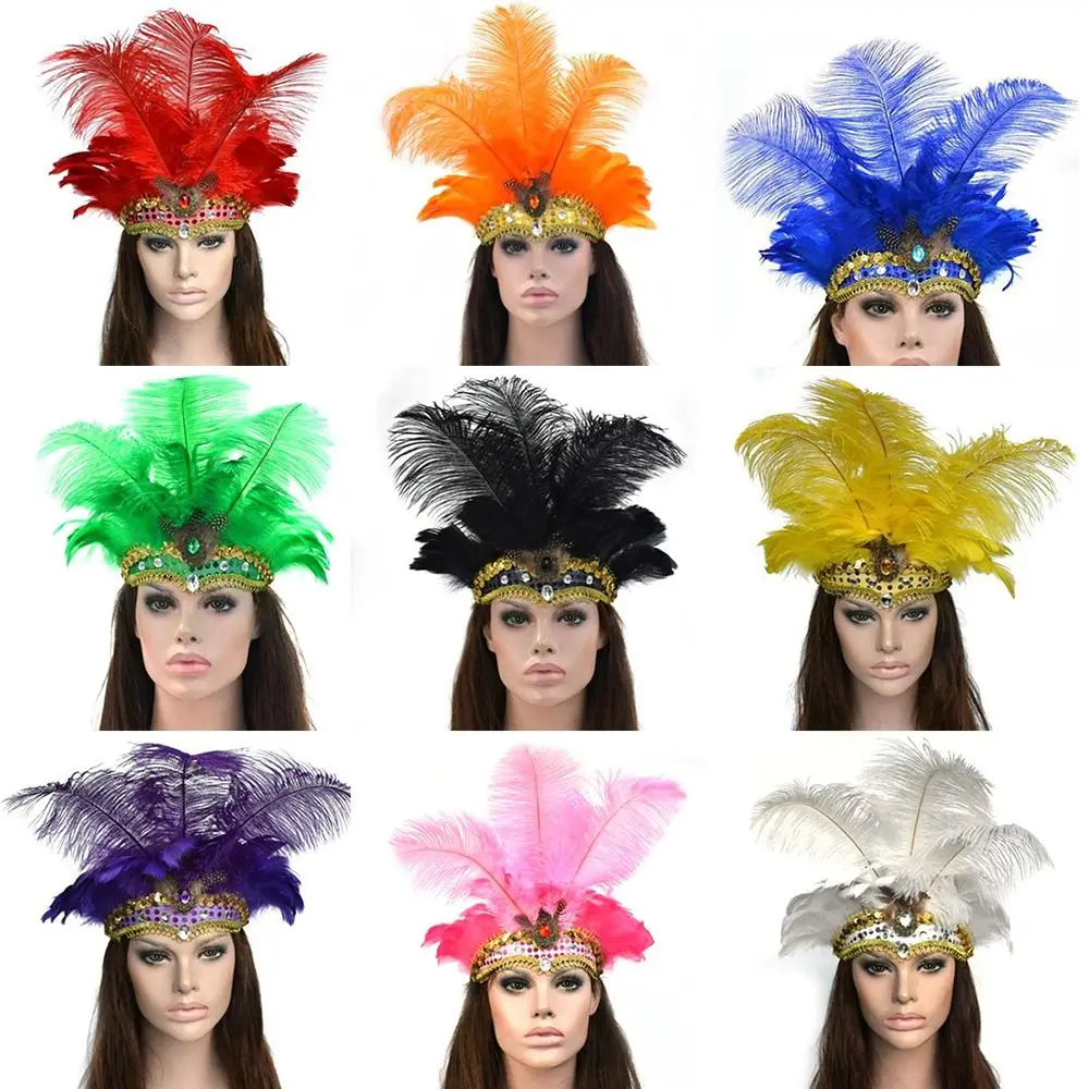 

New Indian Peacock Hair Band Feather Headdress Hair Accessories Halloween Carnival