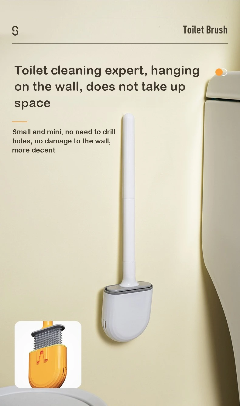 Description Picture 5 of itemHanging Silicone Toilet Brush Cleaner with Long Handle Flexible Cleaner Bathroom Brush Quick Drying Holder Bathroom Accessories