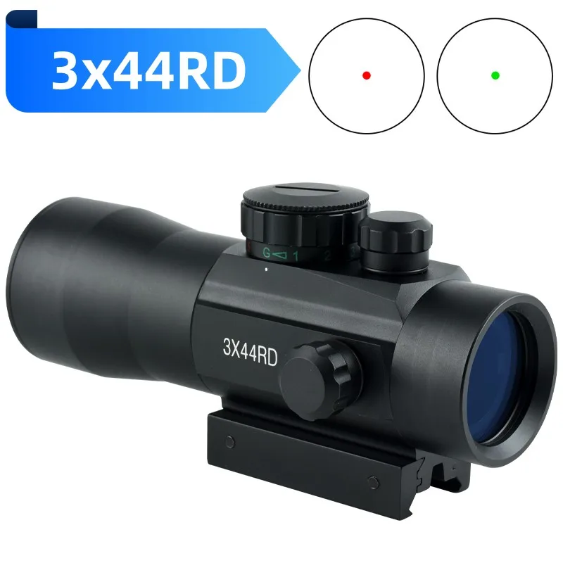 3X44RD Red Dot Sight Hunting Optic Red Green Dot Reflex Scope Tactical Compact Airsoft Rifle Scopes Adjustable 11mm/20mm Rail