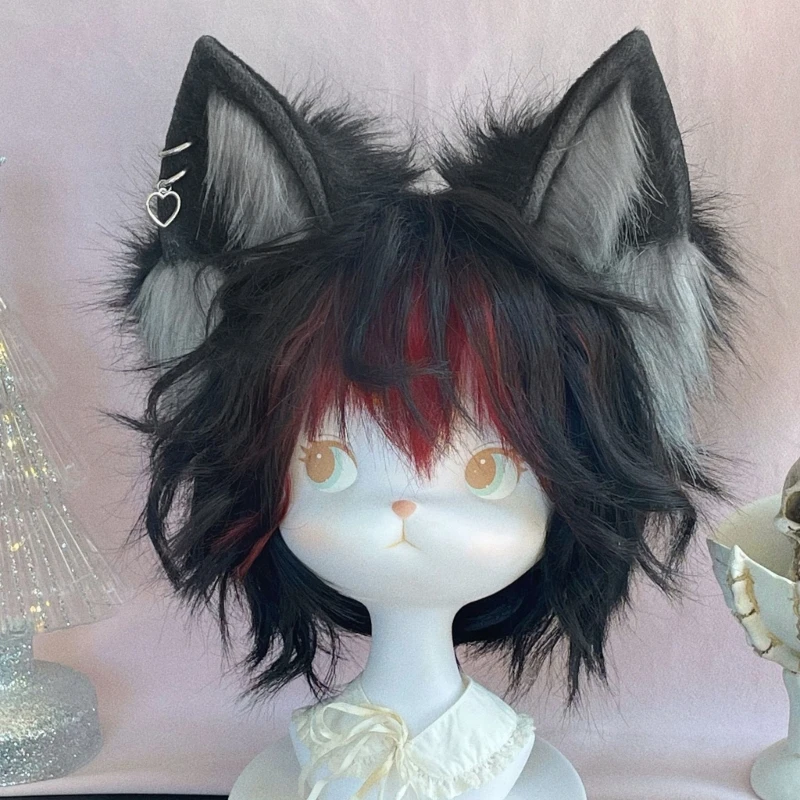 Girls Animal Wolf Cat Ears Plush Hair Hoop Female Anime Hairband Lovely Long Fur Party Headdress Anime Cosplay Hair Accessories