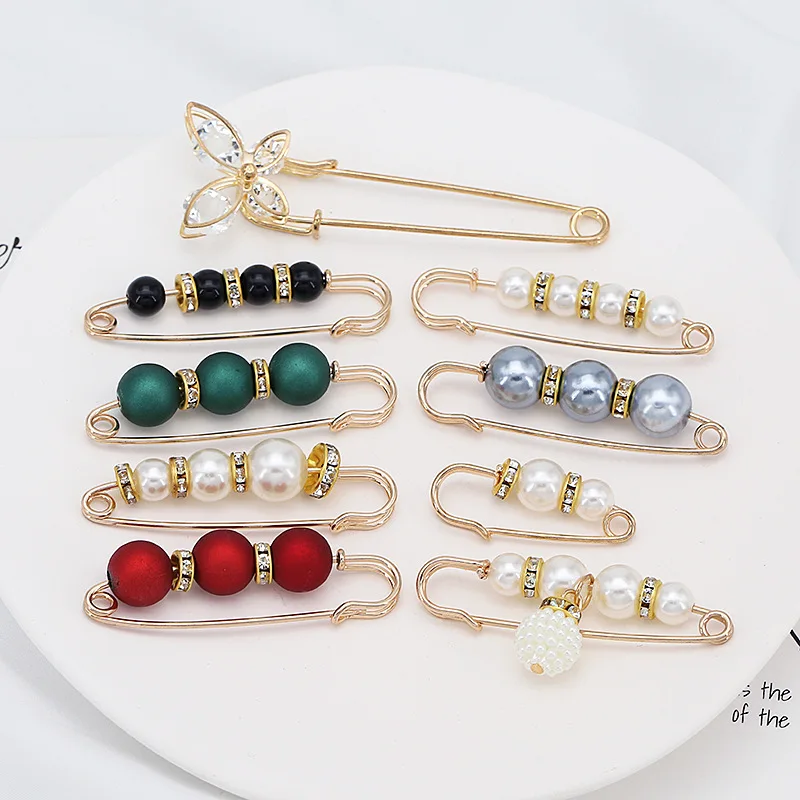 여성용 진주 크리스탈 브로치, 여성용 옷깃 핀 조임 허리 핀 버클 배지, DIY 바지 드레스 액세서리