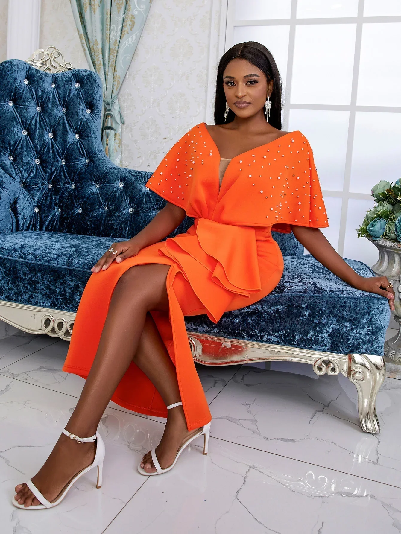 

Женское платье без рукавов с оборками и высокой талией, шикарное элегантное платье, V-образный вырез, сексуальное, летнее, тонкое