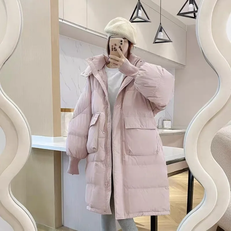 2023 New Women Down Jacket Winter Coat Female Mid Length Version Parkas Thick Warm Outwear Hooded Leisure Time Fashion Overcoat