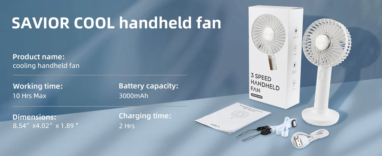 Description Picture 3 of itemPortable Fan Mini Handheld Electric Fan Usb Rechargeable Handheld Small Pocket Fan for Home Outdoor Travel Camping Air Cooler