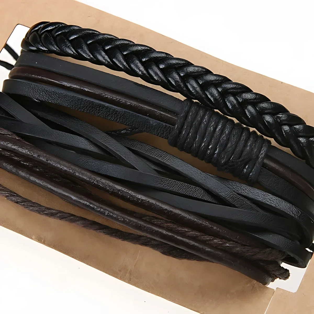 Men's Stylish Leather Bracelet Set - Fashionable Bangles Jewelry Gift