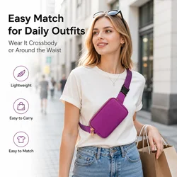 Dual Compartment Lightweight Crossbody Waterproof Waist Bag with Adjustable Strap (Purple pc1)