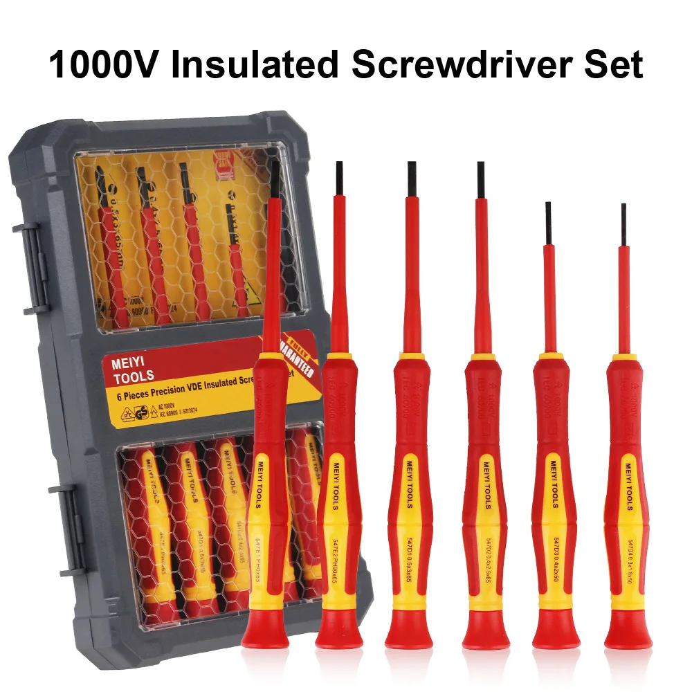 6 In1 Precision Screwdriver Bit 1000V Insulated Phillips Slotted Screw Driver Magnetic Multifunctional Electrician Repair Tool