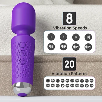20x8 Upgraded Multi-Speed Vibrations Powerful Quite Mini Wand Massager Rechargeable Body Massager Sex Toys for Woman Vibrator 3