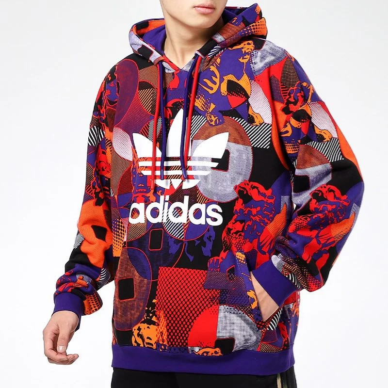 Adidas Hoodies Men Breathable, Rich Patterns, Printing and A Big Pocket on The Front, Drawstring Hooded Sweatshirt