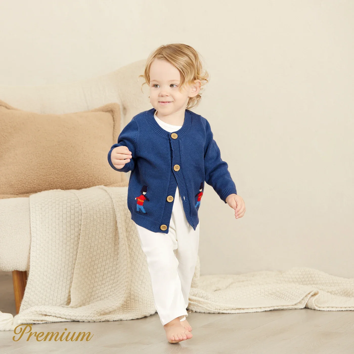 Knit Sweater PatPat Medium Thick School Style Boys' Solid Sweater with Secret Button Casual/Outdoor Solid color Soft and Comfortable