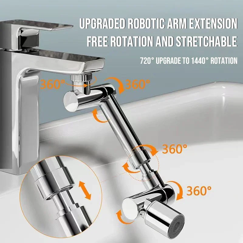 

Retractable 1440° Rotatable Faucet Aerator Extender Splash Filter Robotic Arm Swivel Extension Faucet Aerator Kitchen Bathroom