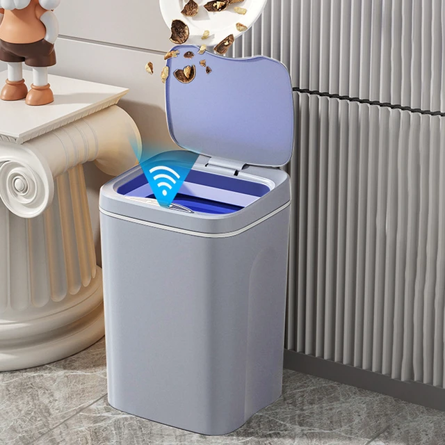 Cubo de basura inteligente con Sensor automático para baño, papelera  eléctrica impermeable para reciclaje de basura