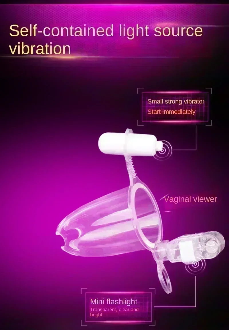 1pcs Vibrating Colposcopic Dilator Examination of Wide Vaginal Device with Light Source Searchlight Endoscope Transparent Vagin
