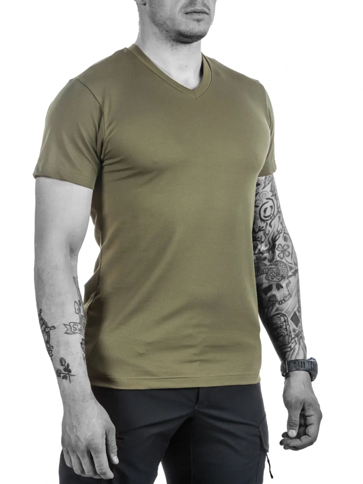 UFPRO Summer Men's Hiking Quick Drying Clothes Solid Color T-shirt V-neck Quick Drying Short Sleeves