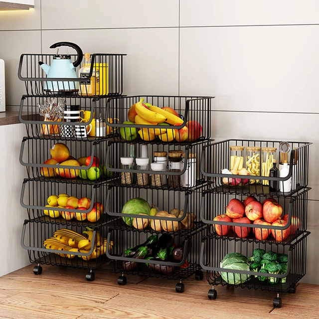 Rotating Storage Rack Kitchen Vegetables  Kitchen Rotating Vegetable  Trolley - Racks & Holders - Aliexpress
