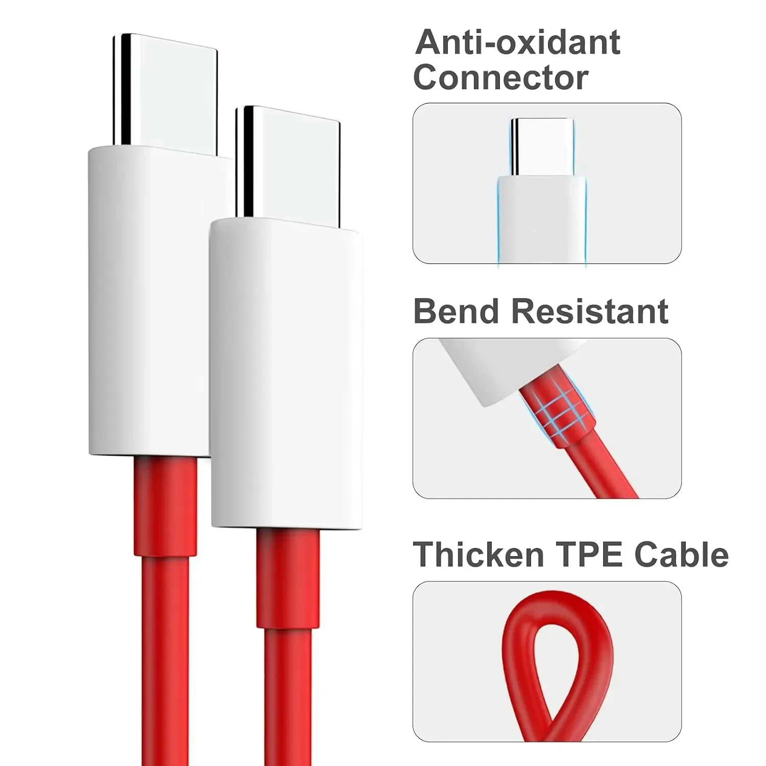 Premium SuperVOOC Fast Charge USB-C Cable, Dual Type C PD Line, 65W/80W, Multiple Lengths Available
