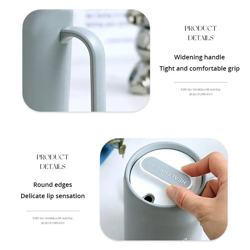 Grey Creative PP Liner Drinking Cup Portable Office Large Capacity Covered Milk Coffee Cup Gift For Kitchen Travel Domestic plastic cup 1pc