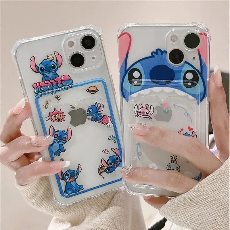 Fundas De Telefono Stitch Custodia Per Telefono Cornice Per Foto Per Iphone 14 13 Pro 12 Pro Max Xs Max Xr Plus Cover Card Slot Bag Holder