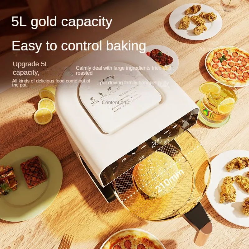 5L Air Fryer Intelligent Voice Touch Button Smoke-free Reservation Timer Automatic Power Off Multifunctional Fryer for Home Use 3