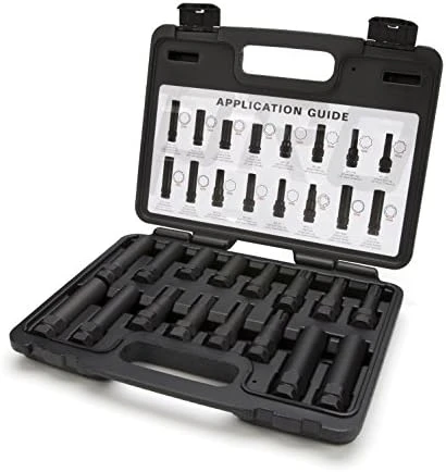 

78537 16-Piece Locking Lug Nut Key Set for Auto Mechanics Variety of Spline Star and Hex Style Keys Thin-Walled/Extra-Long Lug