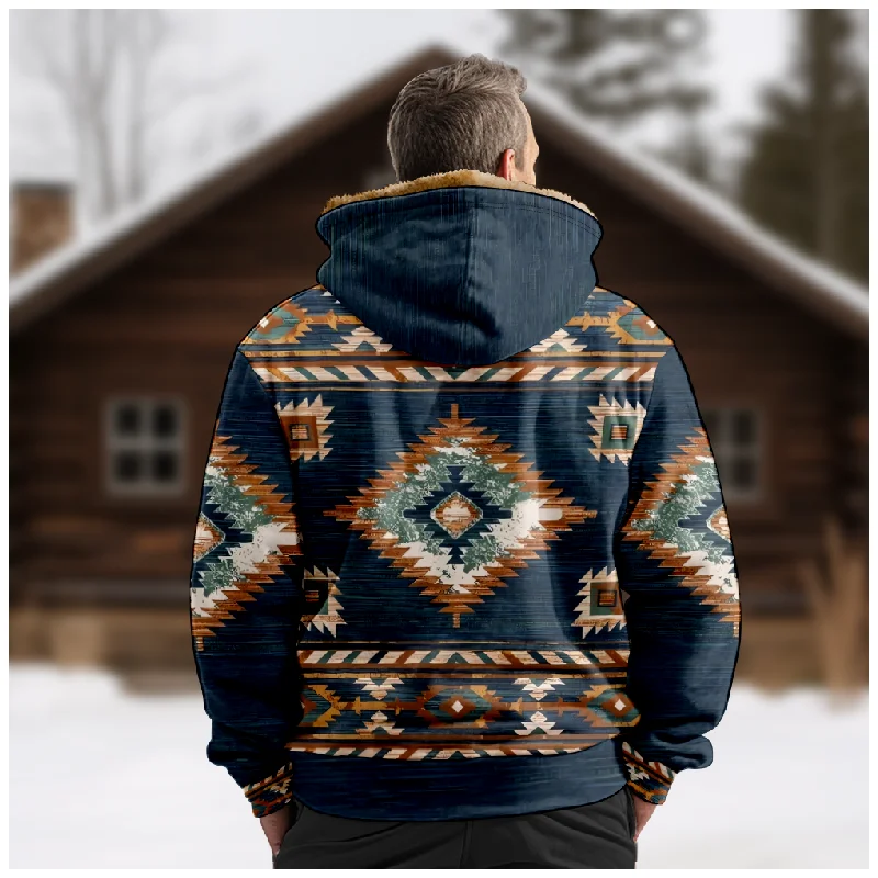 New Totem Italian Cotton Coat Hooded Sweater Casual Print Long Sleeve Zipper Sweater Thick Cotton Coat Autumn and Winter a38