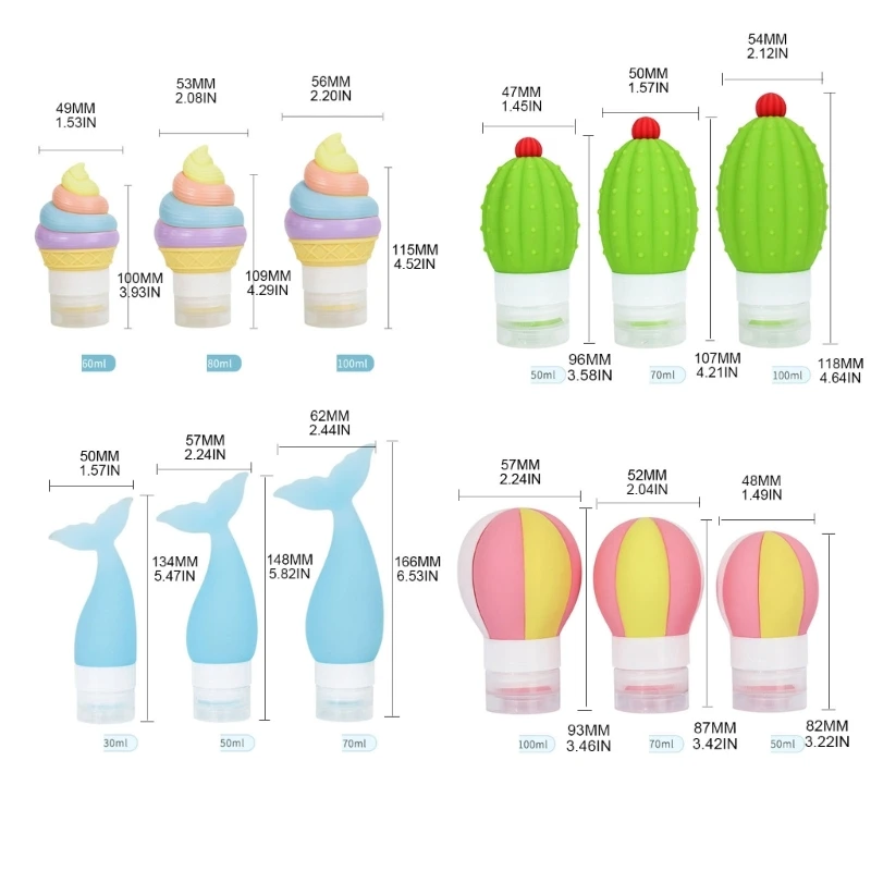 Silicone Travel Bottle Liquid Dispenser Multipurpose Liquid Organization for Indoor Outdoor Face Cream