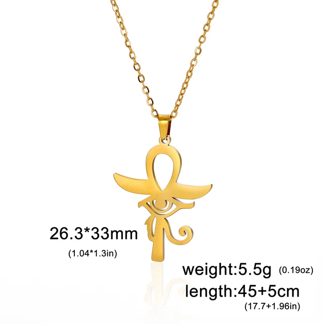Lucktune collier pharaon égyptien ankh pendentif ankh croce egiziana collier acier inoxydable Ankh croix amulette égyptienne collier en acier inoxydable clé de la vie symbole Crucifix pendentif collier femmes