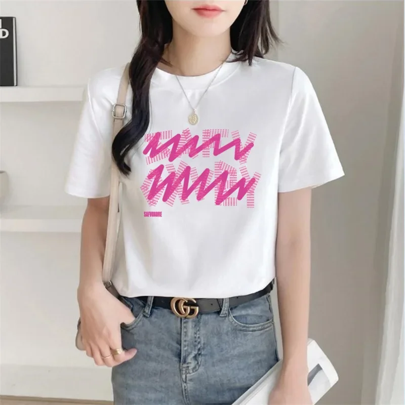 

Футболка женская хлопковая с коротким рукавом, Белый Свободный Топ, трендовая Базовая рубашка с коротким рукавом, весна-лето