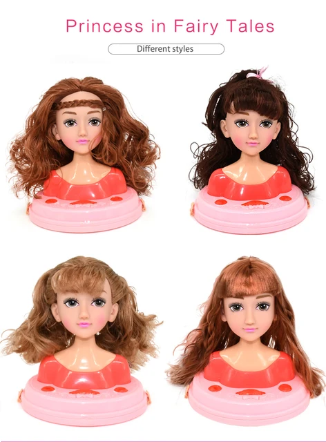 Gerioie Cabeça de penteado, maquiagem de cabeleireiro, busto de princesa,  conjunto de vestidos de boneca, cabeça de treinamento de princesa, caixa de  presente infantil para meninas (MY319-6)