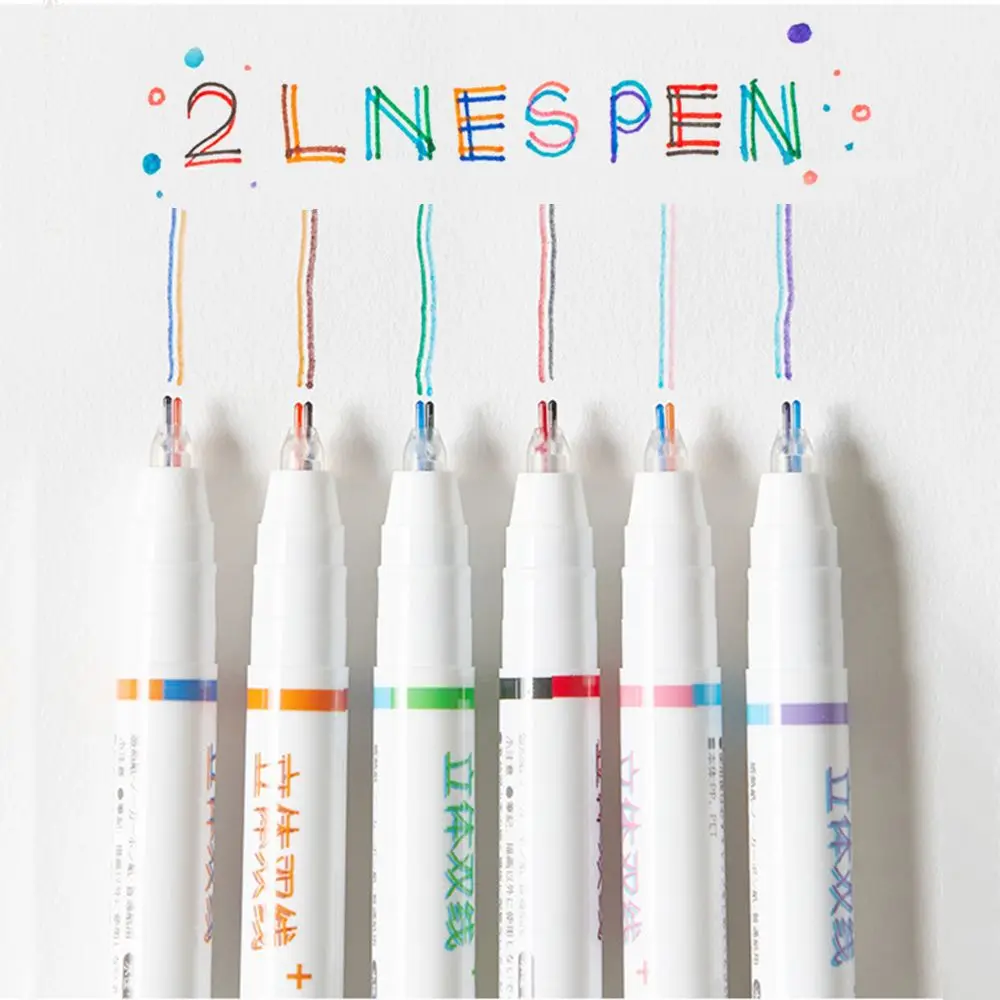 

Supplies School Highlighter Journal Scrapbooking Liner Art Markers Double Line Colored Pen Drawing Pens Two-color Line Gel Pen