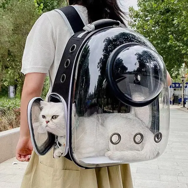 Pet Space Backpack – Transparent, Breathable Carrier Bag for Cats, Puppies & Dogs
