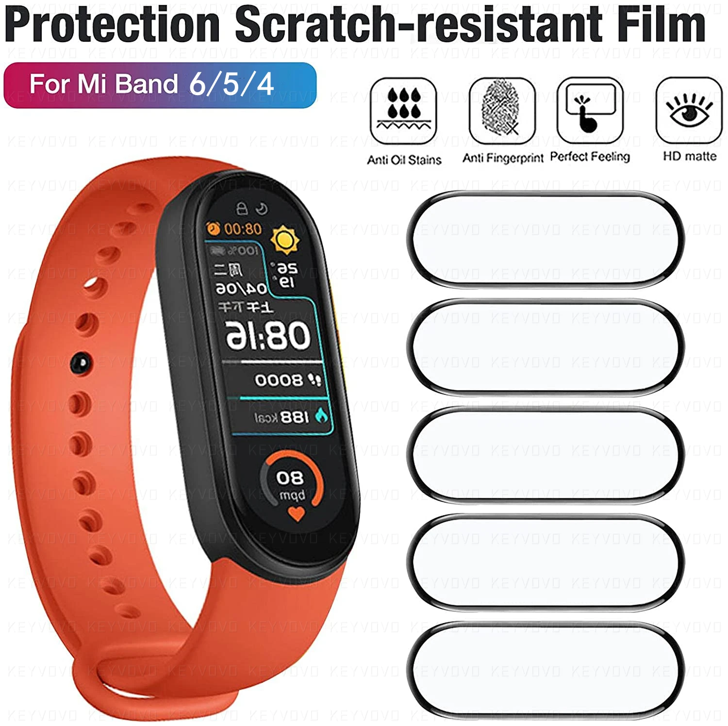 

5/3/2/1PCS Screen Protectors for Xiaomi MI Band 7 6 5 4 Film Smartwatch Accessories Tempered Glass Full Protective Cover HD Film