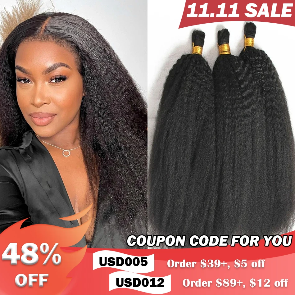 Human Hair Extensions Kinky Straight Human Braiding Hair Bundles