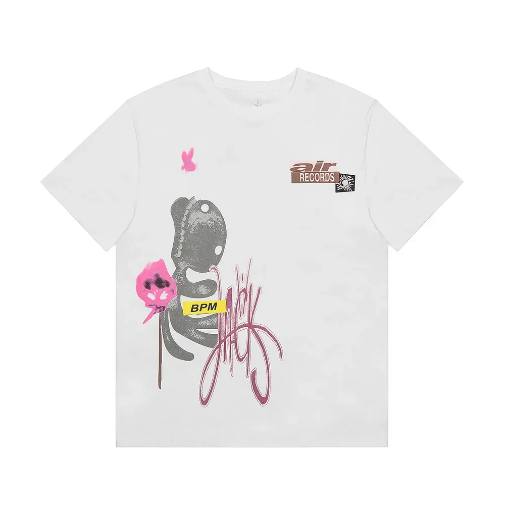 

Футболка Мужская/Женская хлопковая оверсайз с круглым вырезом, уличная одежда с рисунком кактуса и Джека, белая мешковатая рубашка, Y2k, на лето