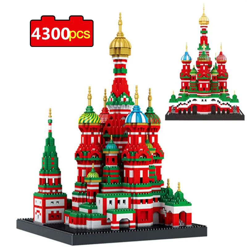 

4300pcs World Architecture Building Blocks Saint Basil's Cathedral Model Micro Diamond Blocks Bricks DIY Toys for Children Gifts