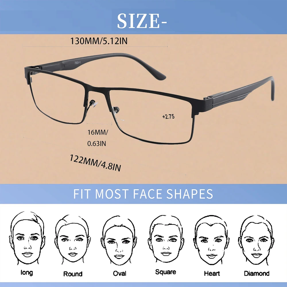 Classical Reading Glasses For women And Men Metal Frame Anti Blue Light Eyeglasses